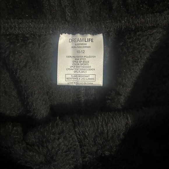 Dream Life sleepwear plush pajama pants x2, like new size 10/12 black & gray - Picture 3 of 4